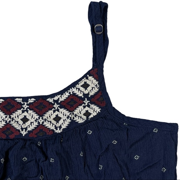 Cape Juby size medium spaghetti strap navy blue top with red & white neck design - Picture 9 of 14